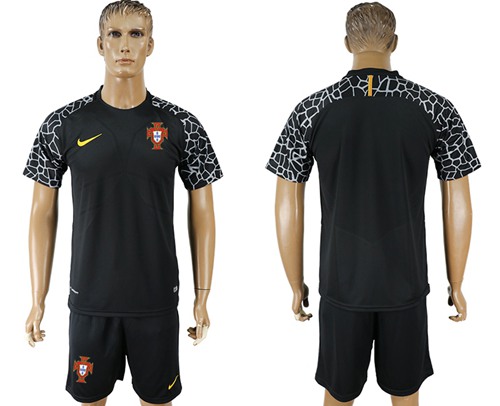Portugal Blank Black Goalkeeper Soccer Country Jersey